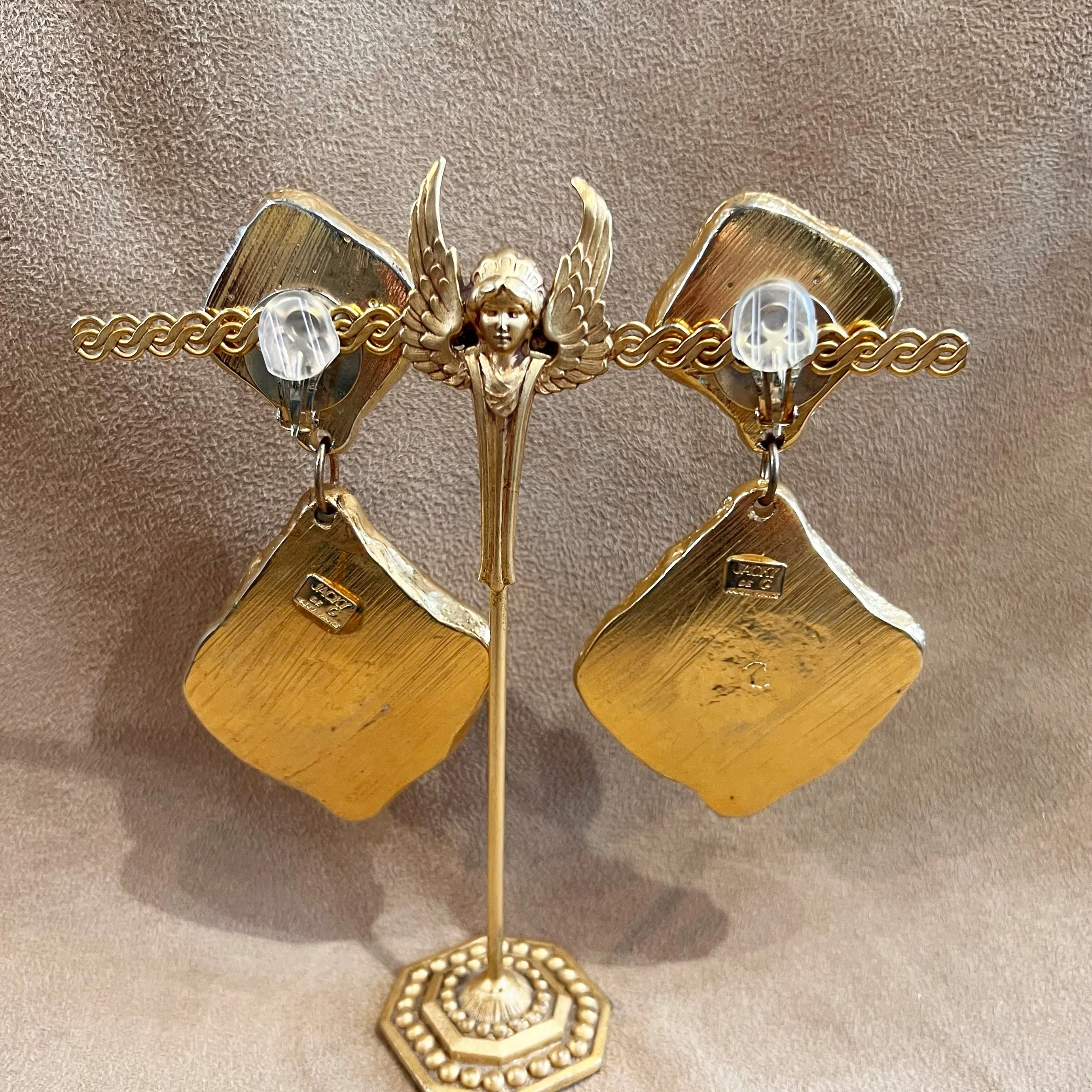 Jacky De G chandelier earrings Multi colour Tartan Design