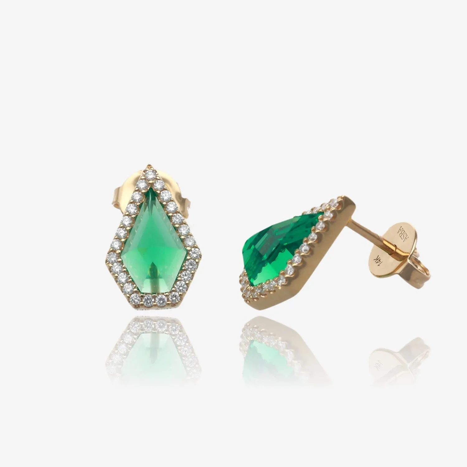 Jolly Green Quartz Gem Kite Shape Earrings