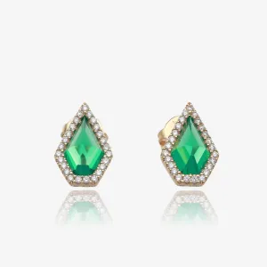Jolly Green Quartz Gem Kite Shape Earrings