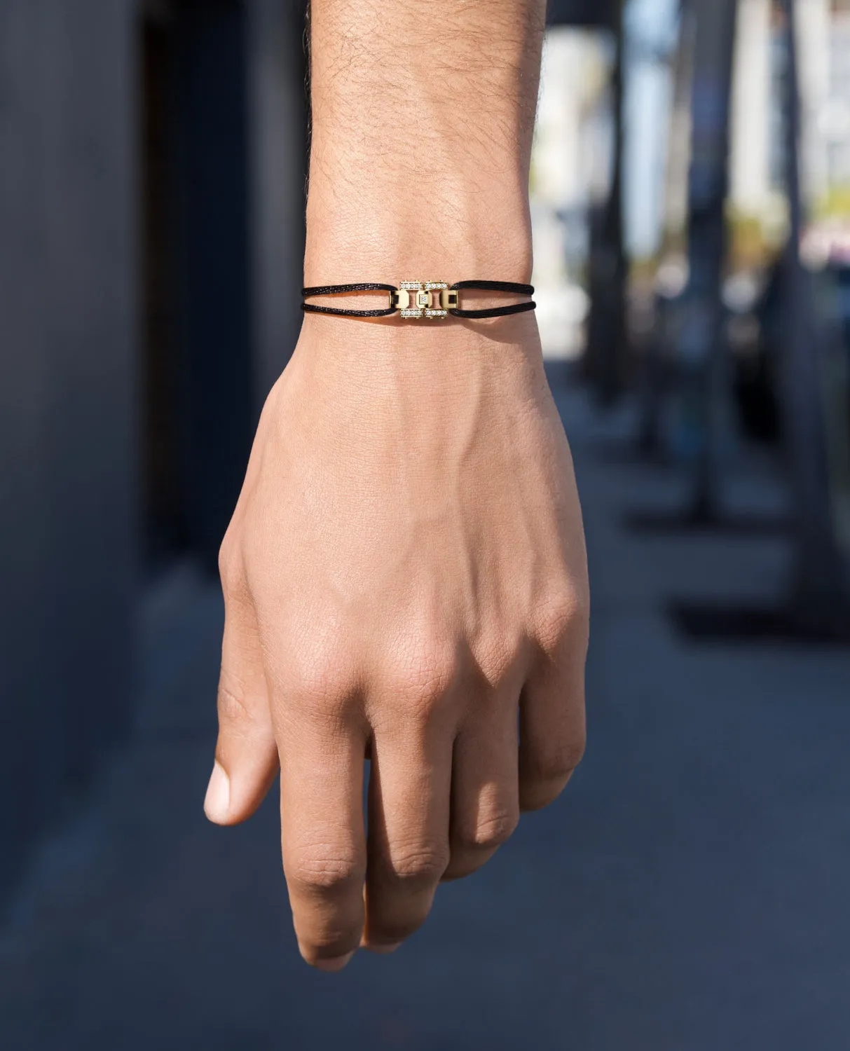 LA PAZ Cord Bracelet with Gold Charm & 0.20ct Diamonds