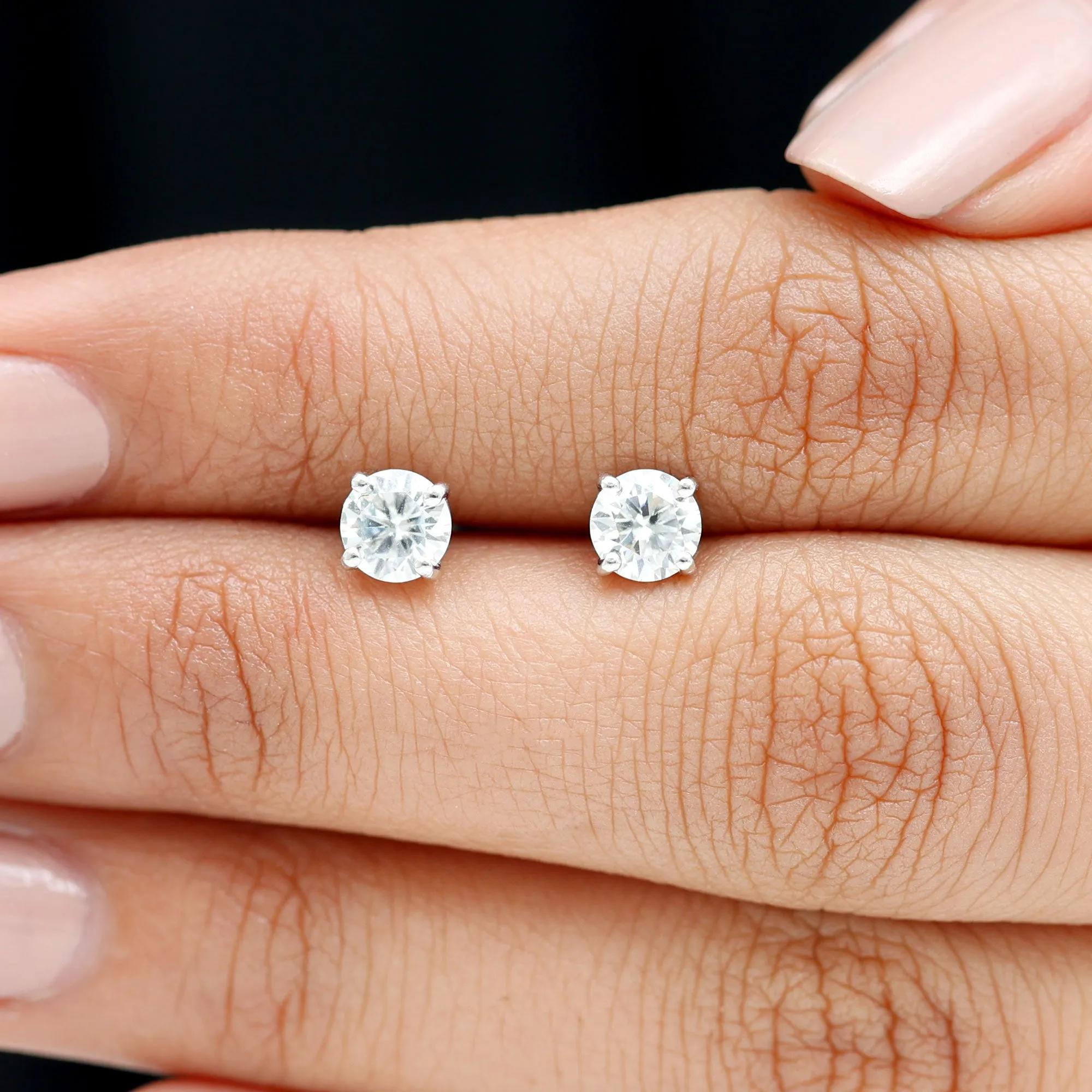 Lab Grown Diamond Solitaire Stud Earrings with Screw Back