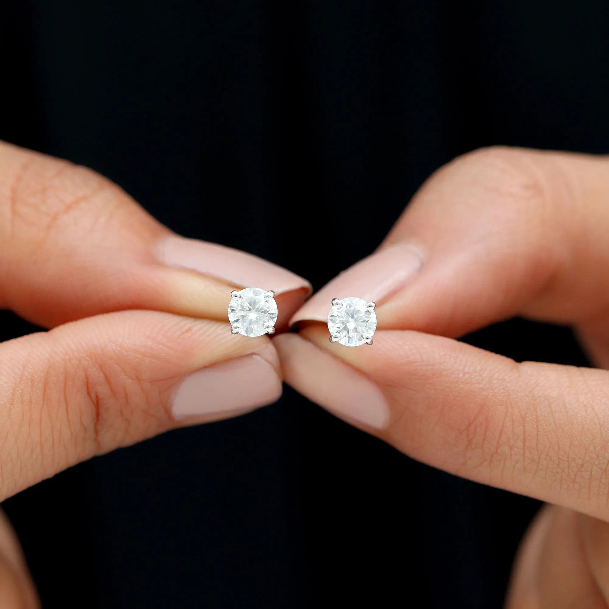 Lab Grown Diamond Solitaire Stud Earrings with Screw Back