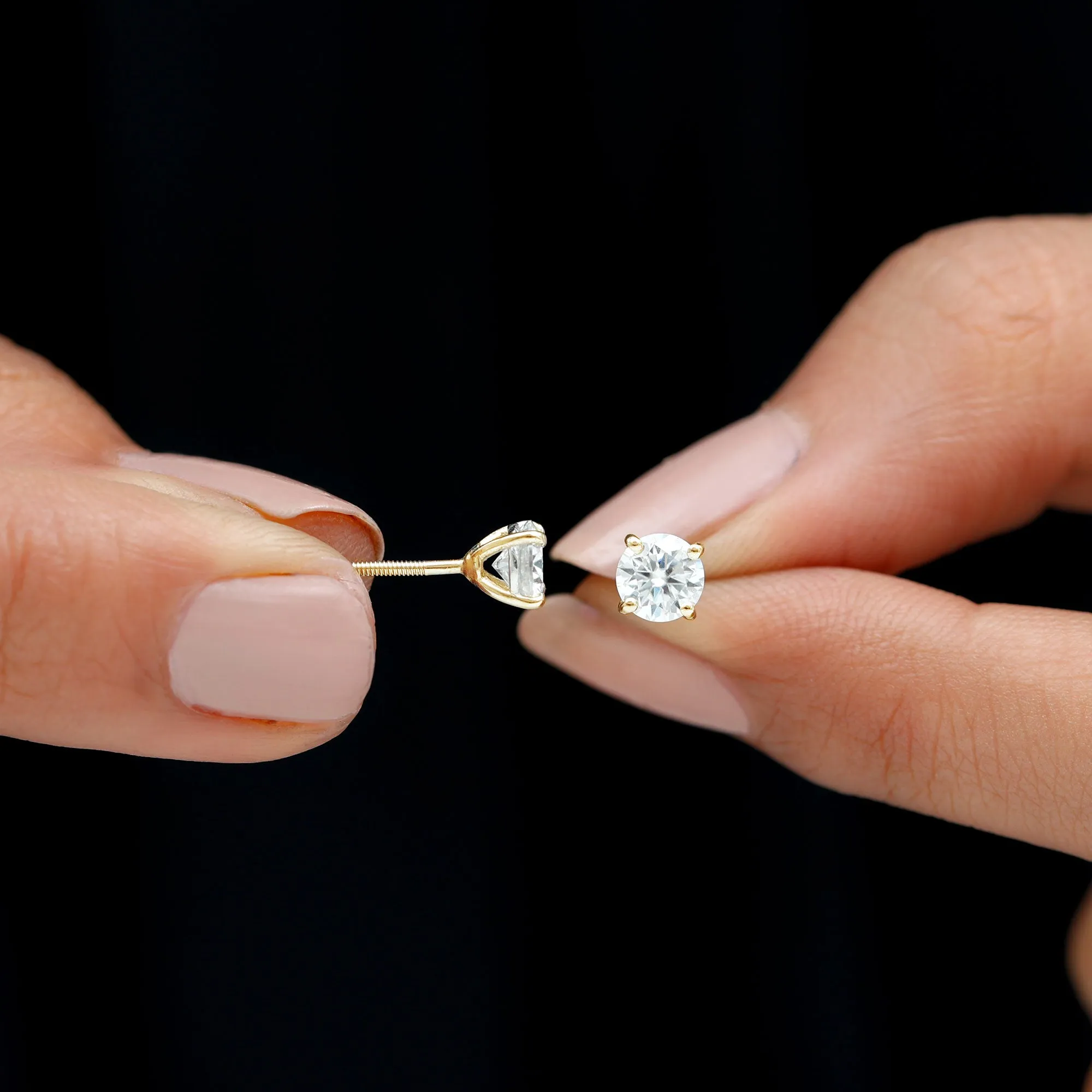 Lab Grown Diamond Solitaire Stud Earrings with Screw Back