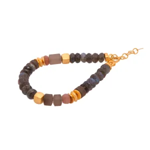 Labradorite, Moonstone & Smoky Quartz 8mm Bracelet 24K Fair Trade Gold Vermeil