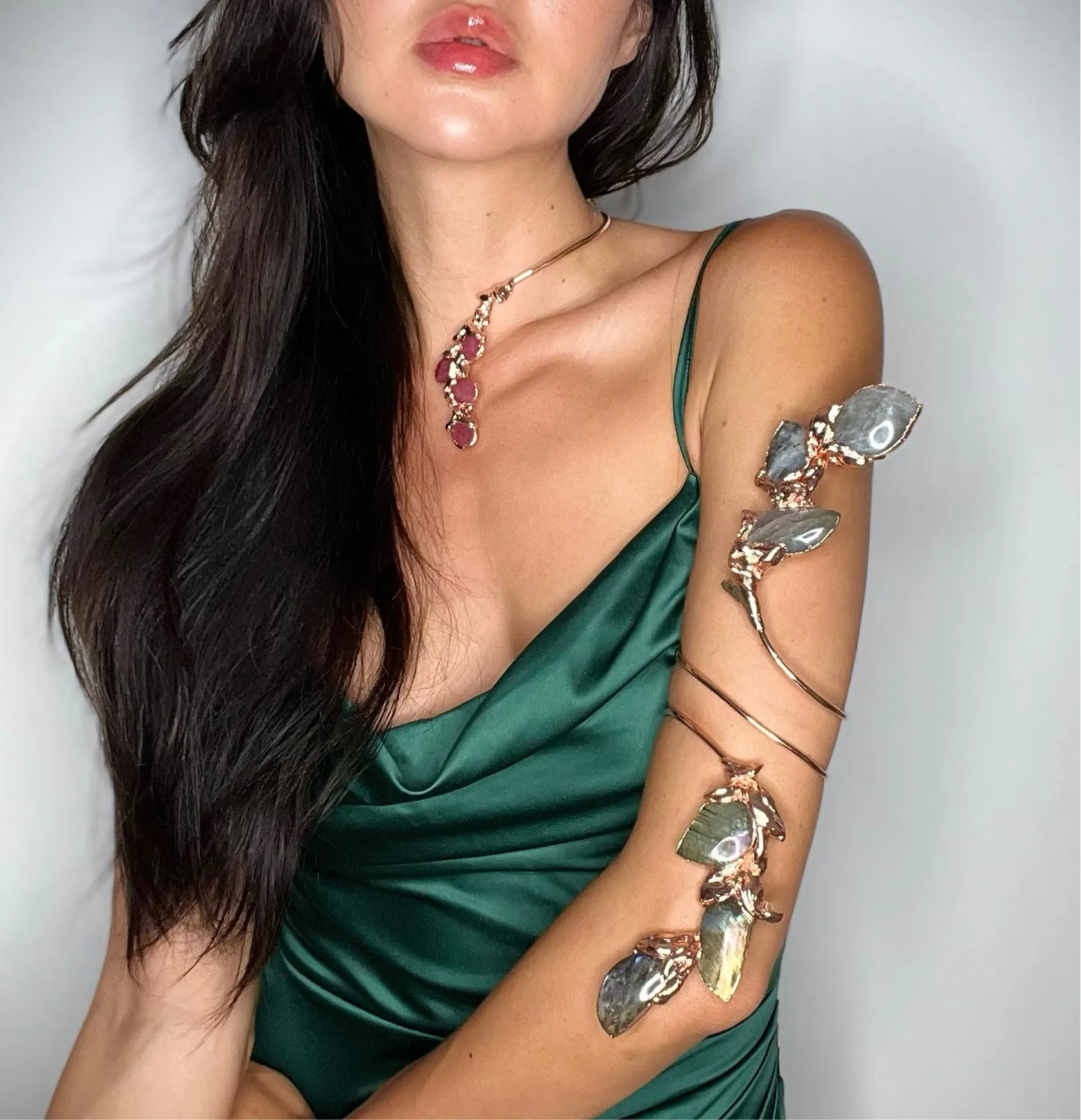 LABRADORITE  multi stone arm cuff