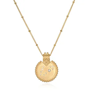 Mandala Zodiac Pisces Aquamarine Necklace