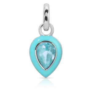 March Aquamarine Birthstone Charm - Pear
