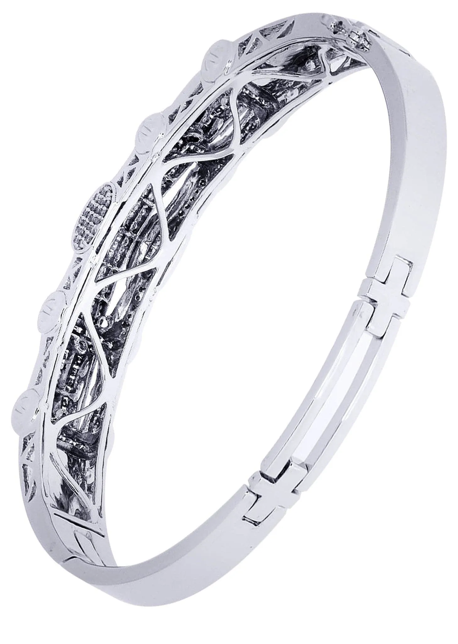 Mens Diamond Bangle White Gold| 2.25 Carats| 38.43 Grams