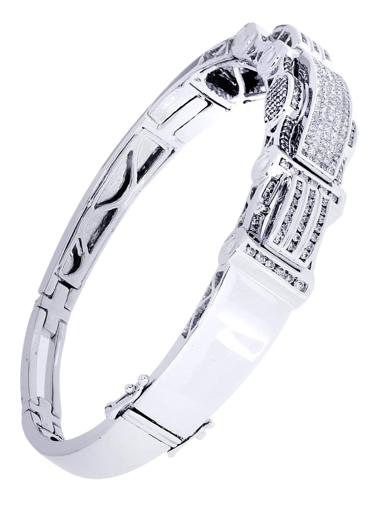 Mens Diamond Bangle White Gold| 2.25 Carats| 38.43 Grams