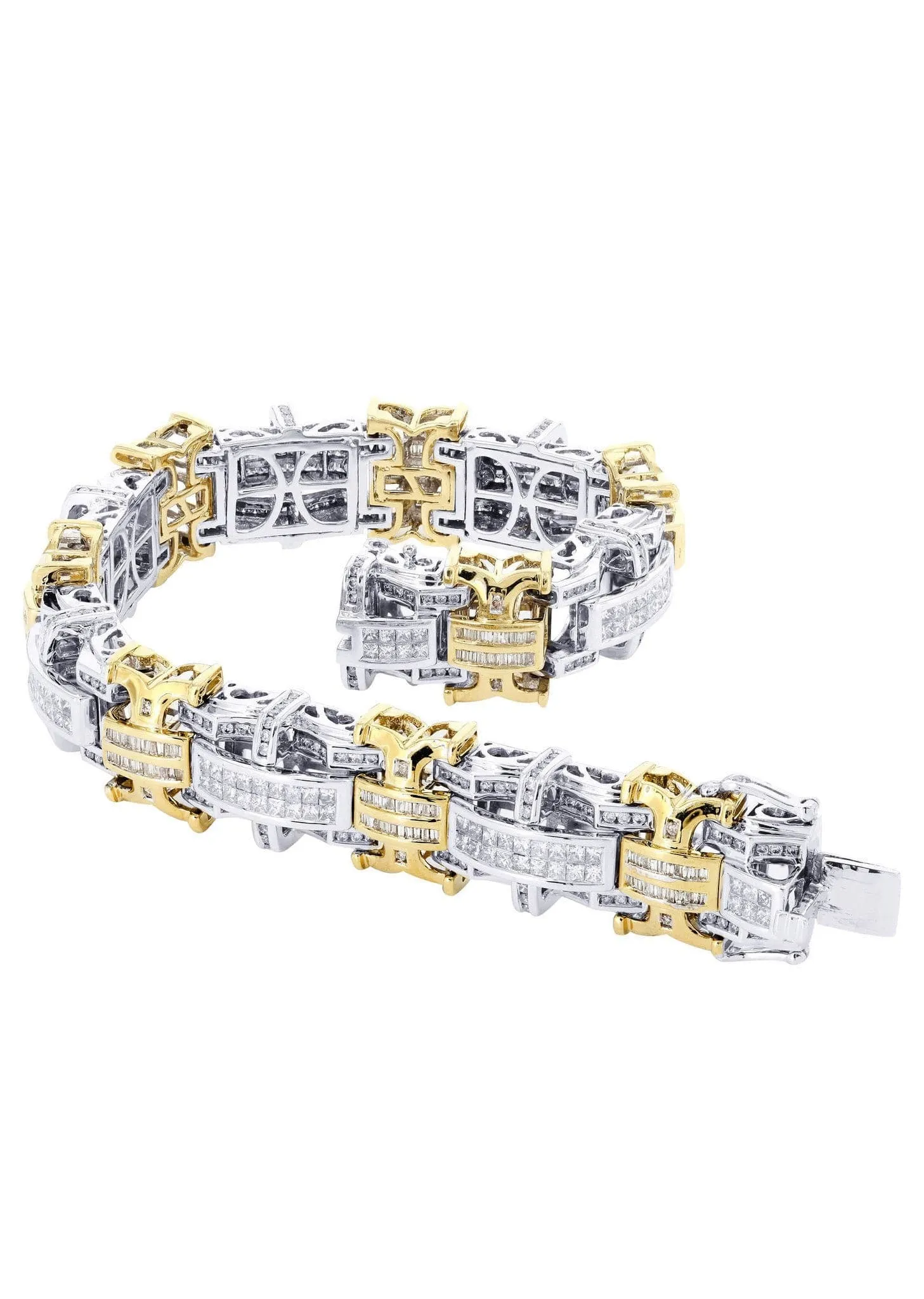 Mens Diamond Bracelet Yellow Gold| 6.77 Carats| 65.95 Grams