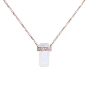MOONSTONE CRYSTAL NECKLACE WITH DOUBLE DIAMOND BAND