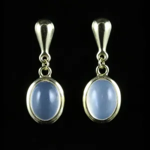 Moonstone Drop Earrings 9Ct Yellow Gold Lovely Moonstones