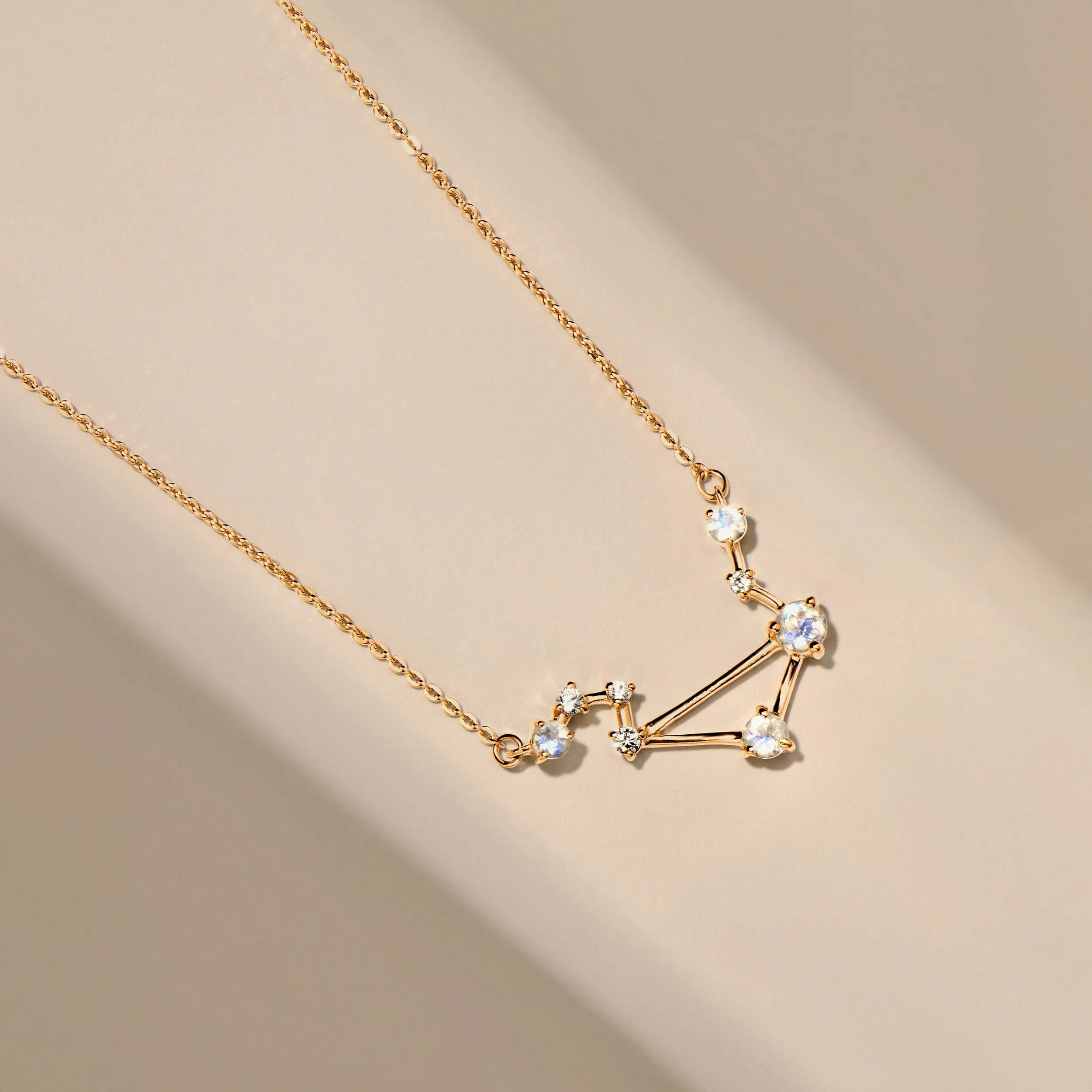 Moonstone Necklace - Libra Zodiac Constellation
