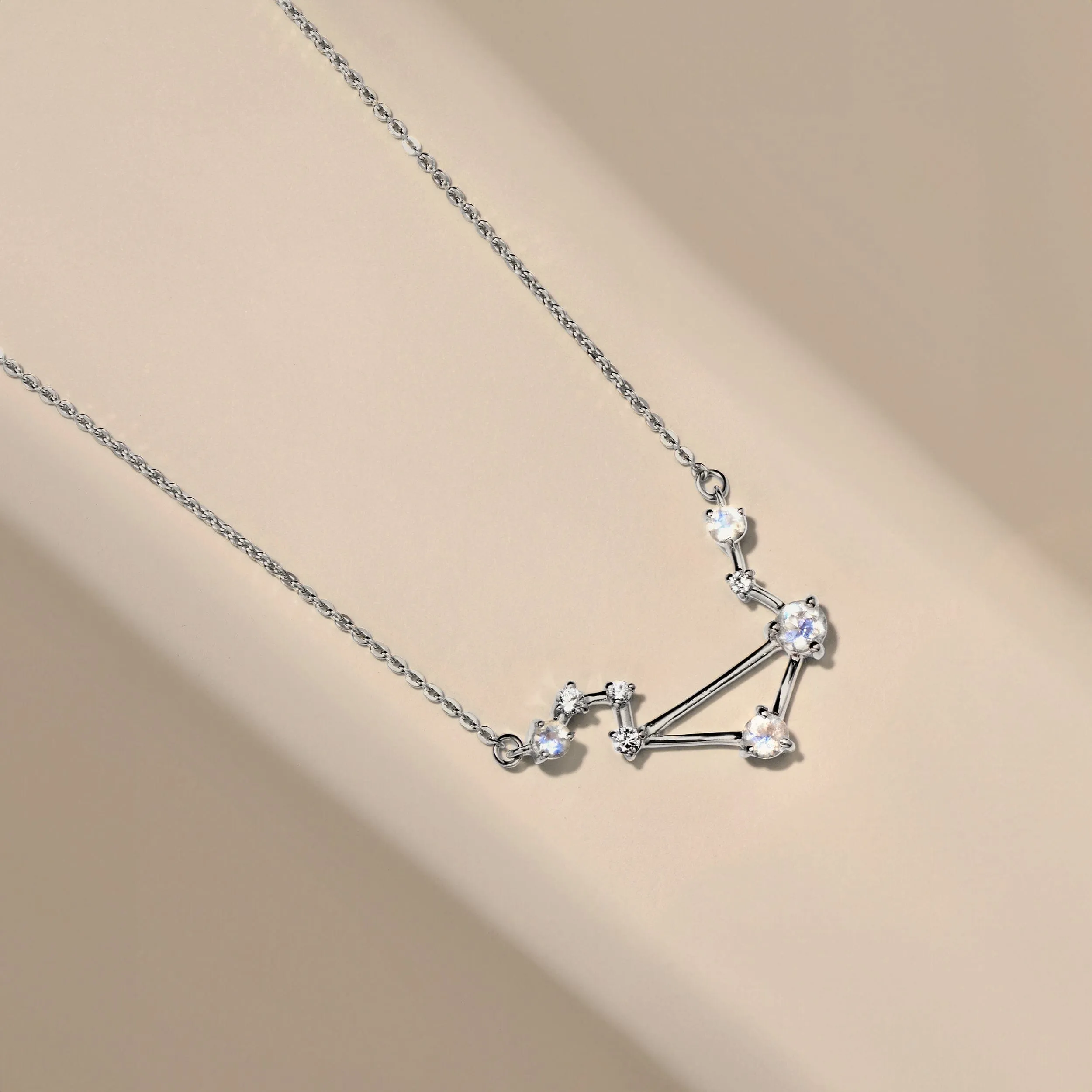 Moonstone Necklace - Libra Zodiac Constellation