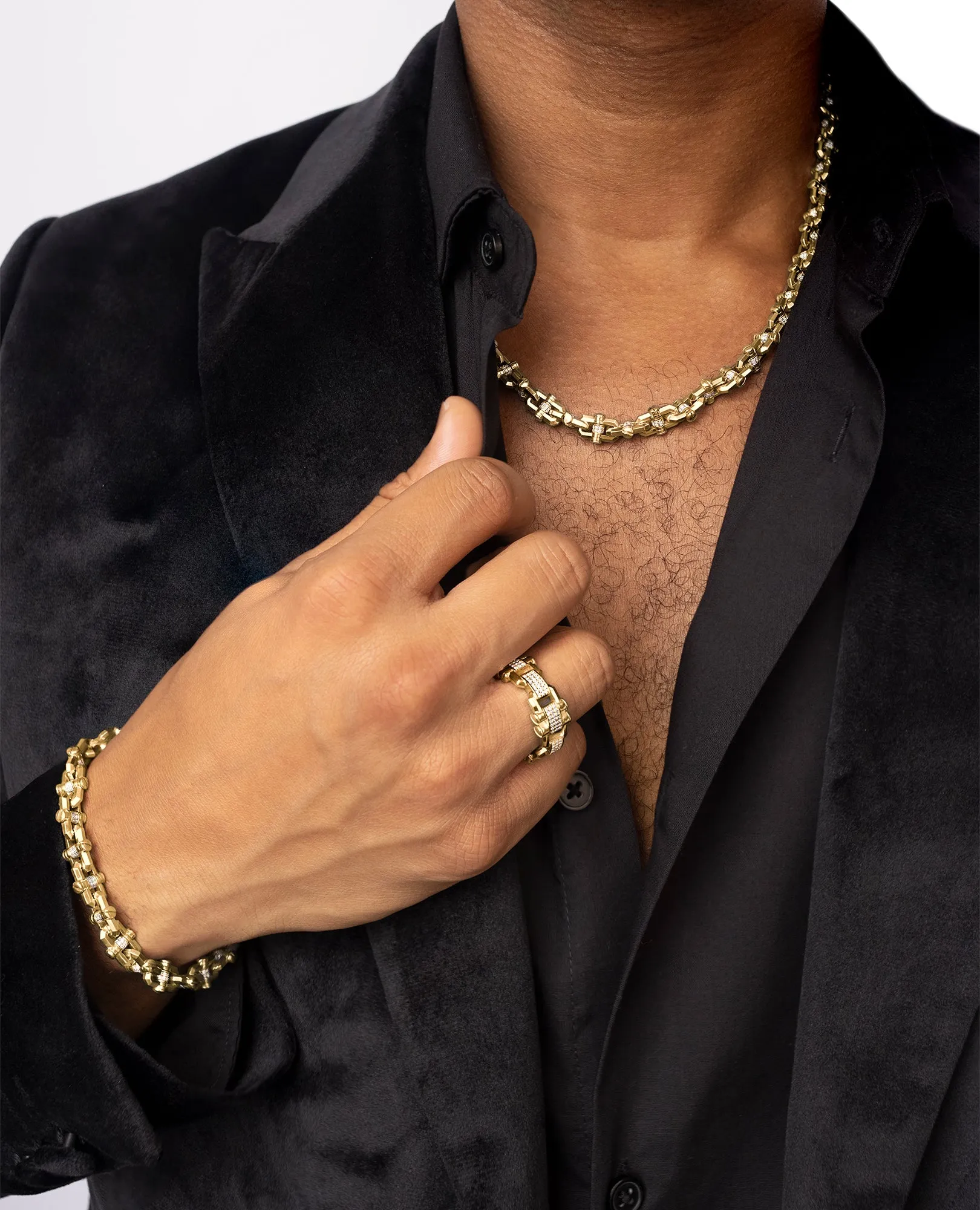MOSS CHAIN Link Bracelet with Diamonds