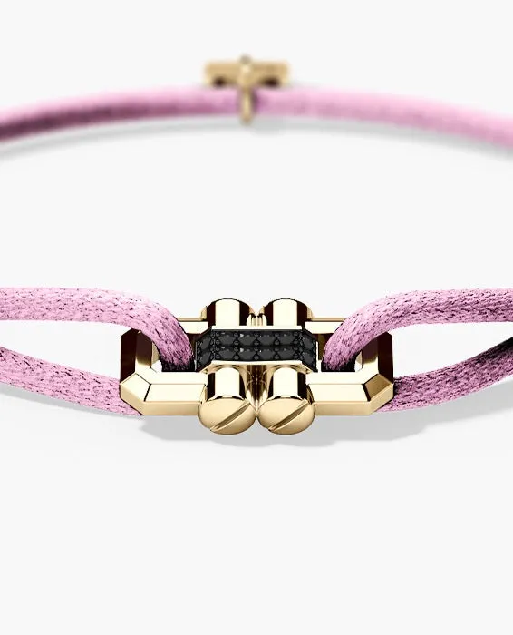 MOSS Cord Bracelet with Gold Charm & 0.12ct Black Diamonds