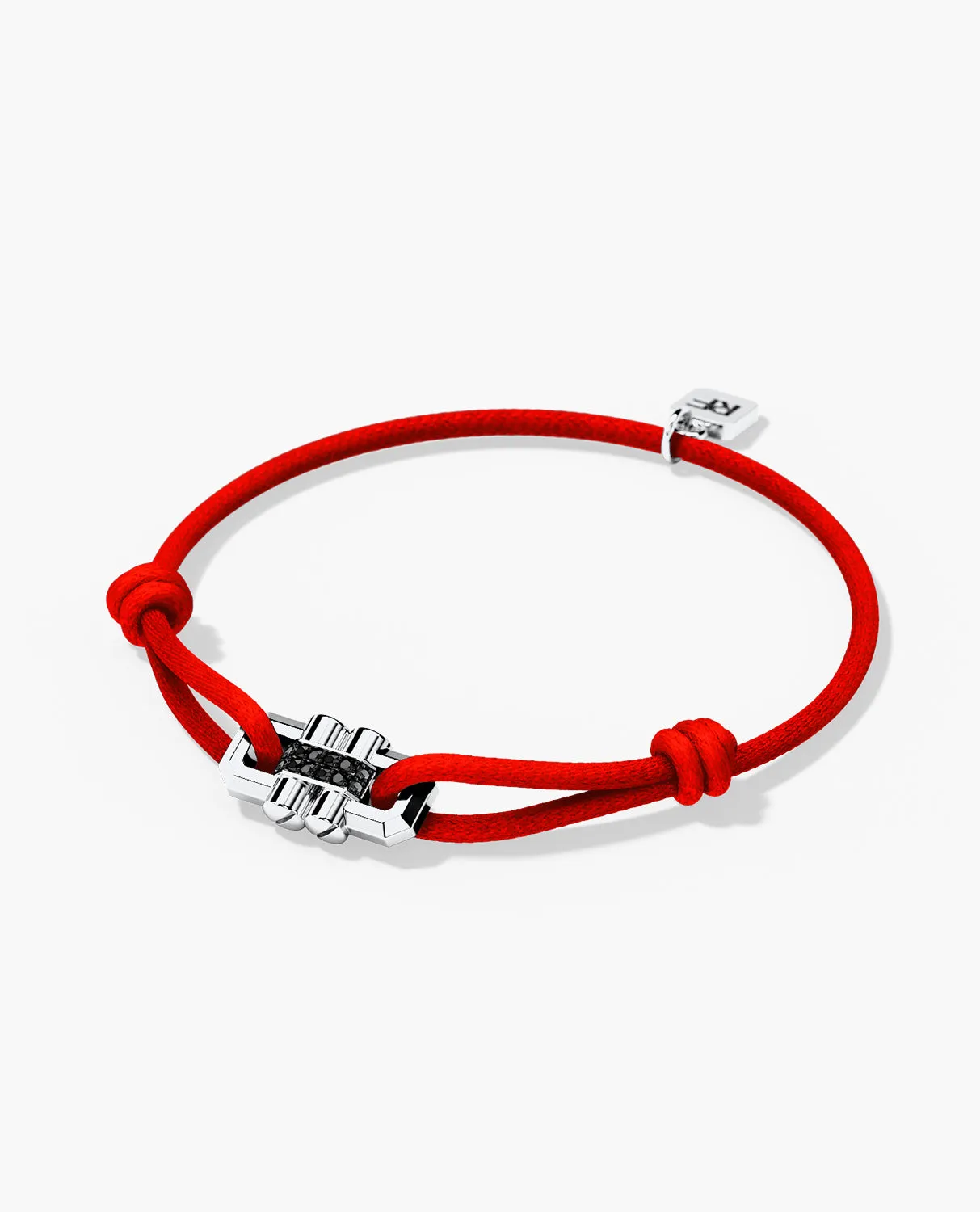 MOSS Cord Bracelet with Gold Charm & 0.12ct Black Diamonds