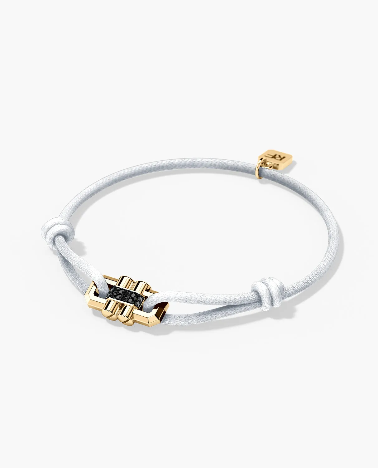 MOSS Cord Bracelet with Gold Charm & 0.12ct Black Diamonds