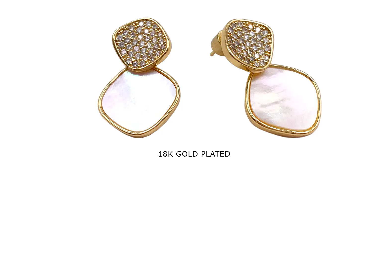 MP4239 18k Gold Plated Pearl Earring With CZ Stones