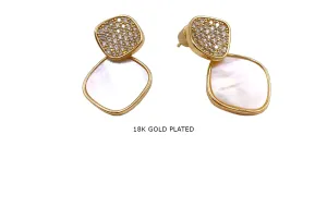 MP4239 18k Gold Plated Pearl Earring With CZ Stones