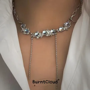 N18 Moonstones (Blue) Silver Necklace