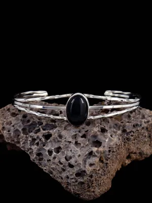 Native American Jewelry Sterling Silver Onyx Cuff Bracelet