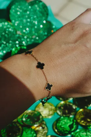 Onyx Clover Bracelet