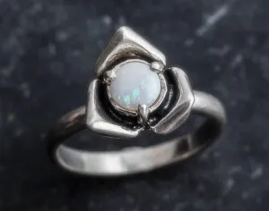 Opal Flower Ring - Dainty Solitaire Ring - October Birthstone Ring