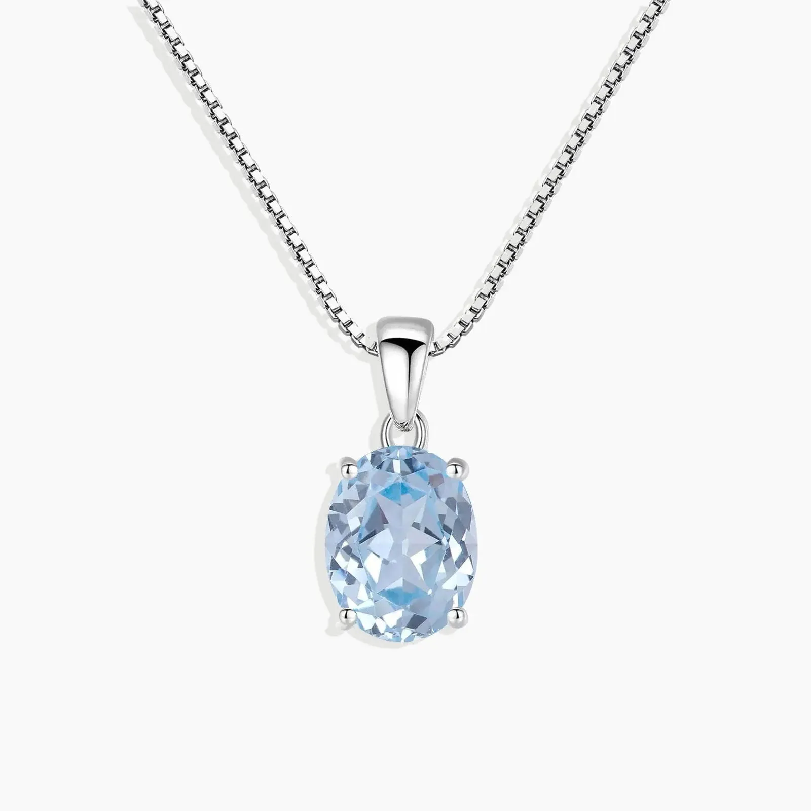 Oval Aquamarine Pendant Necklace in Sterling Silver - Irosk Australia ®