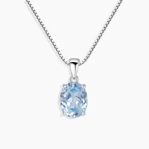 Oval Aquamarine Pendant Necklace in Sterling Silver - Irosk Australia ®