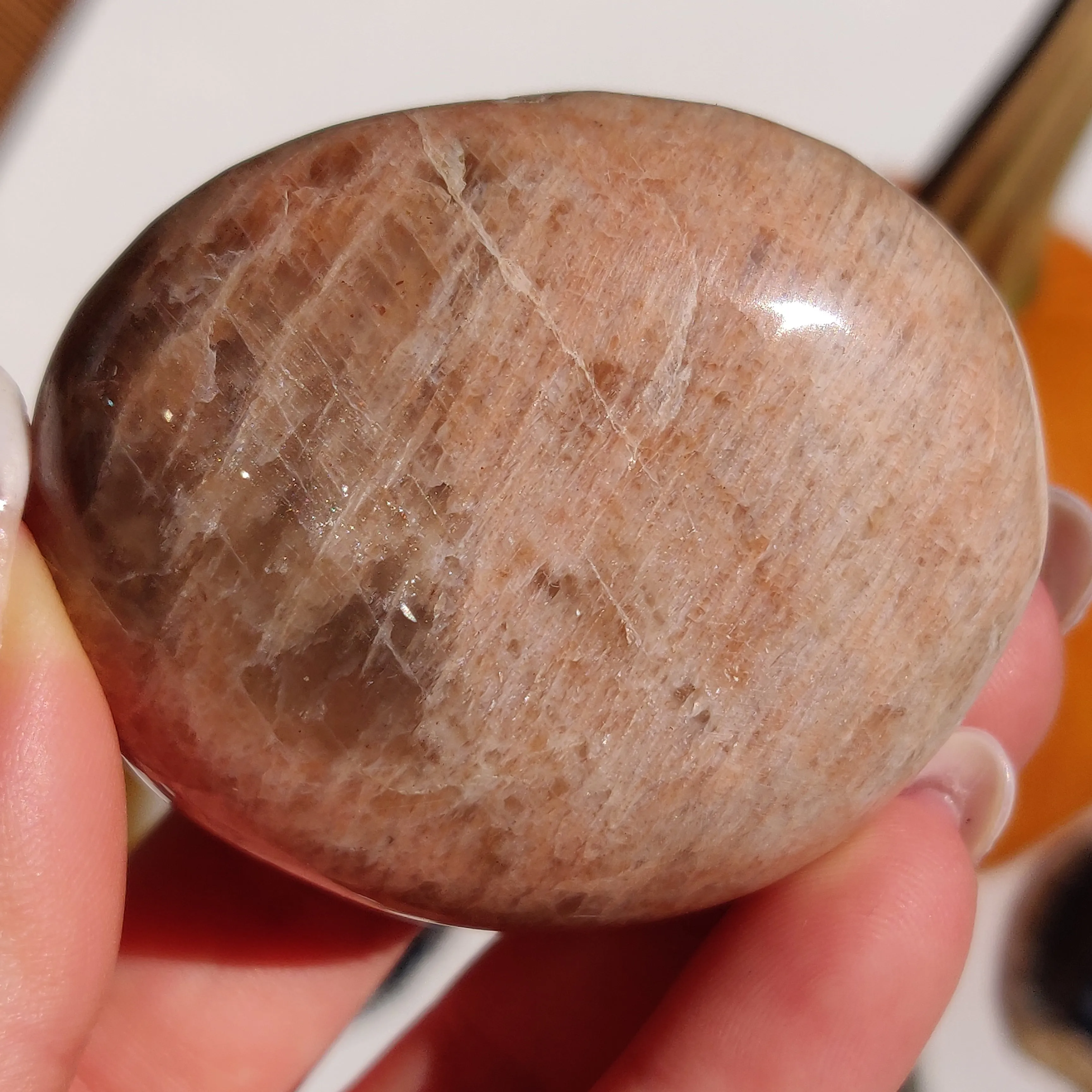 Peach Moonstone Palm Stone (#8)