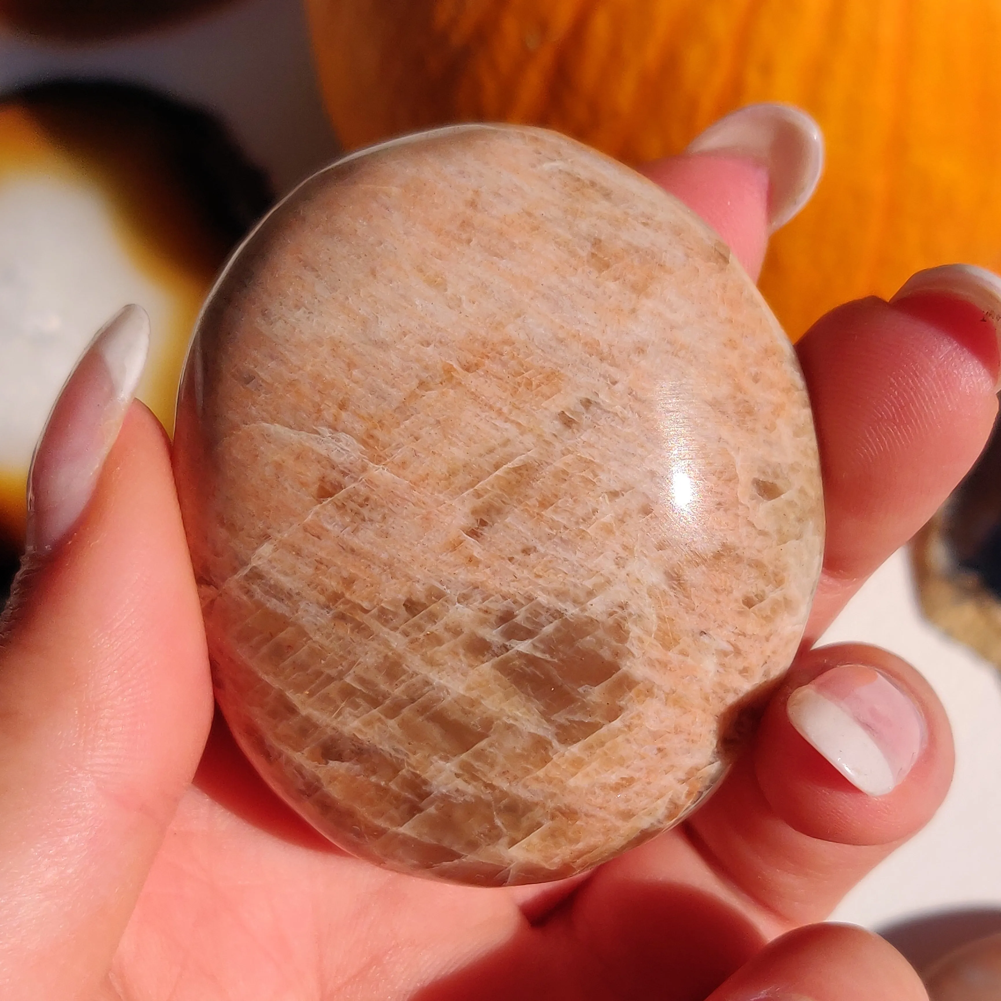 Peach Moonstone Palm Stone (#8)