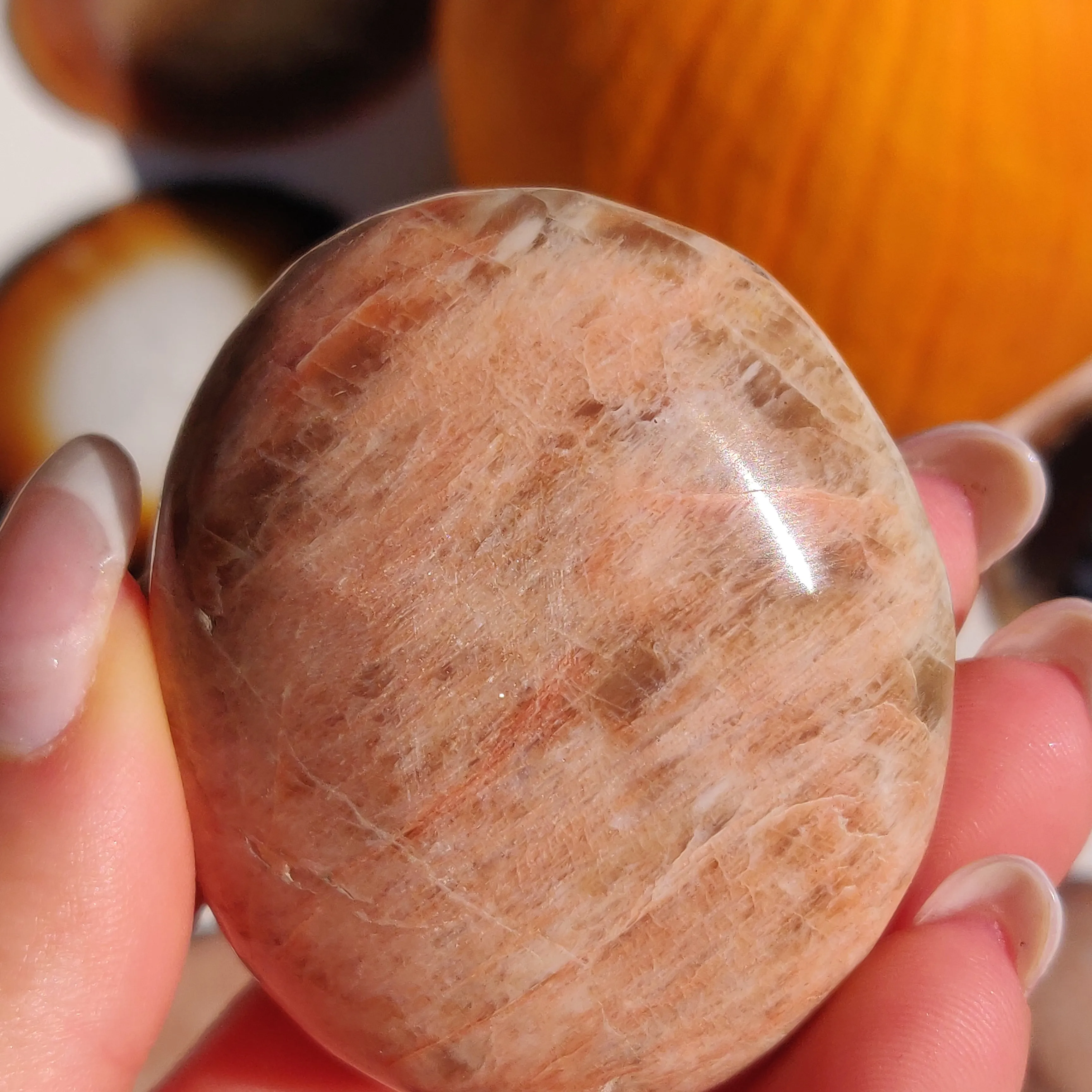 Peach Moonstone Palm Stone (#8)
