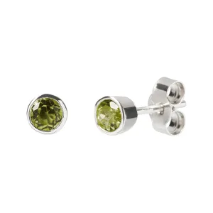 Peridot and Silver Stud Earrings