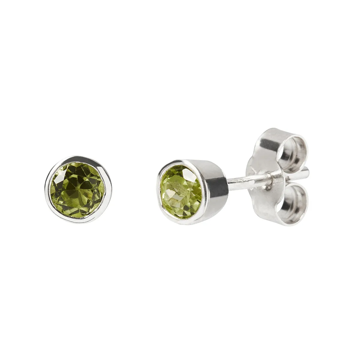 Peridot and Silver Stud Earrings