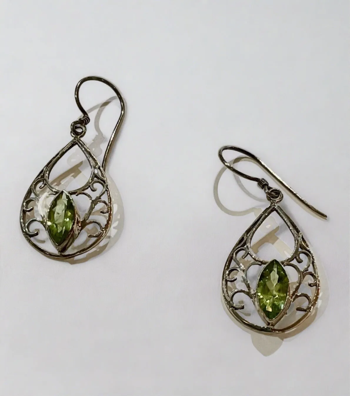 Peridot Earrings Set In Sterling Silver