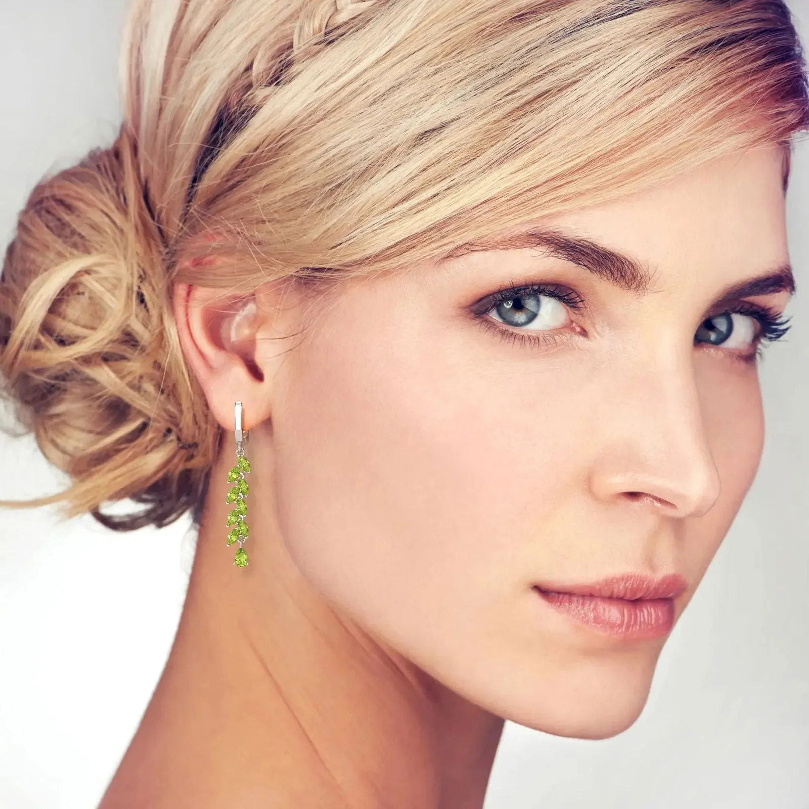 Peridot Green Drop Earrings in Sterling Silver | Irosk Australia ®