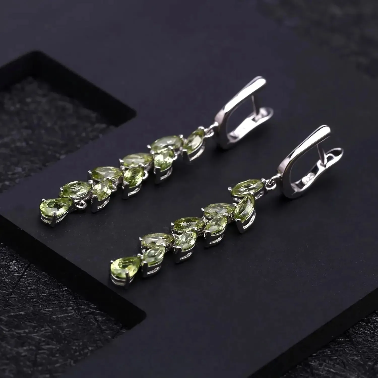 Peridot Green Drop Earrings in Sterling Silver | Irosk Australia ®