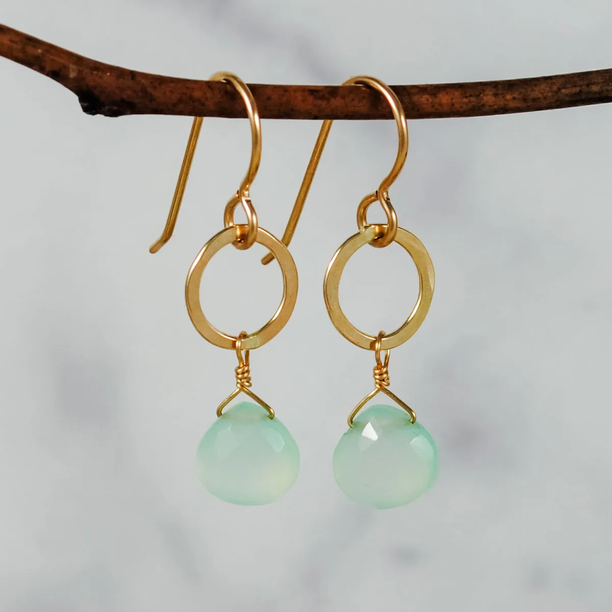 Petite Ring & Stone Earrings - gold-filled