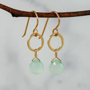 Petite Ring & Stone Earrings - gold-filled