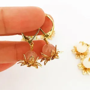 Pink Lotus Earrings