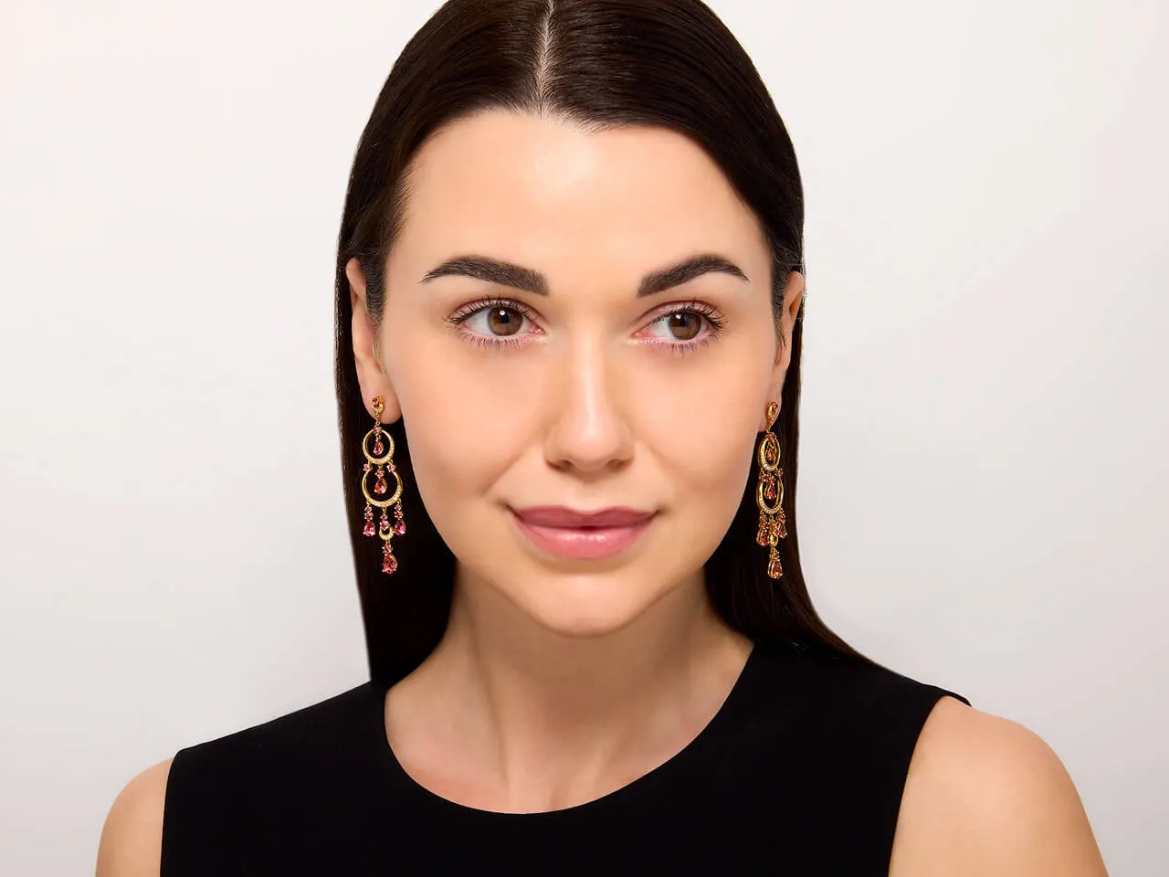 Pink Sapphire and Diamond Chandelier Earrings in 18K