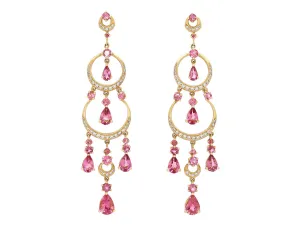 Pink Sapphire and Diamond Chandelier Earrings in 18K
