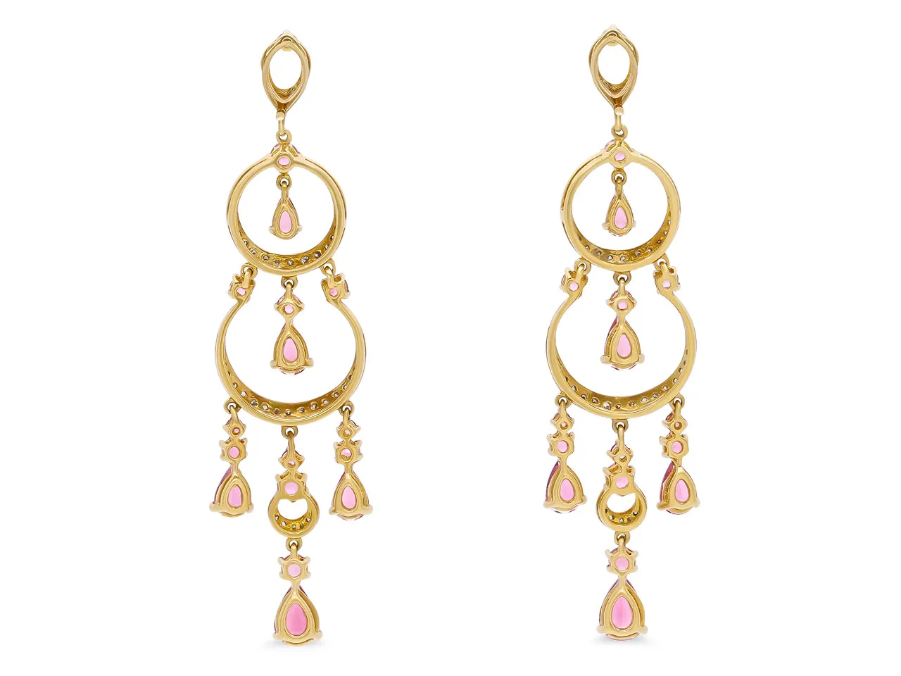 Pink Sapphire and Diamond Chandelier Earrings in 18K