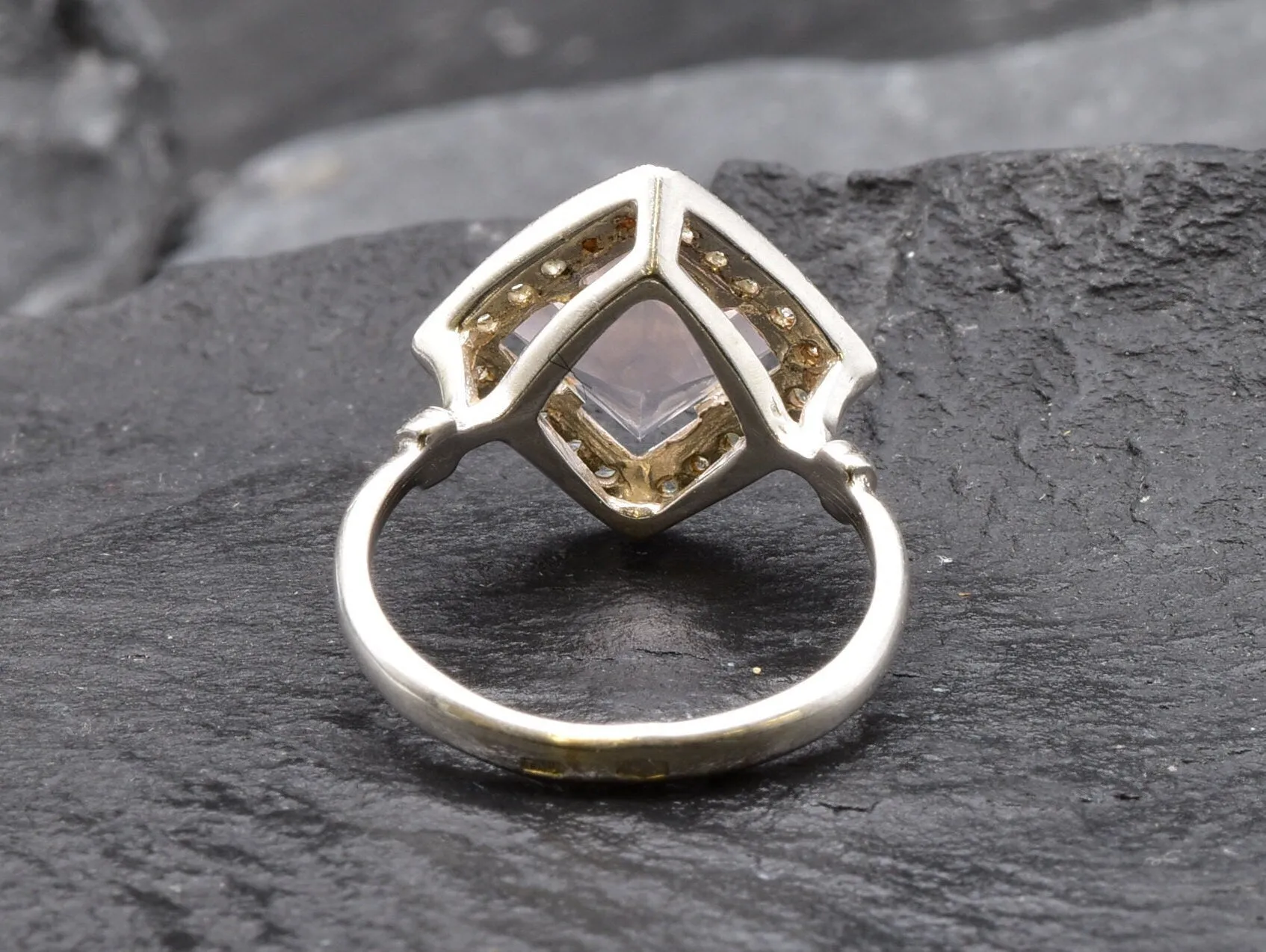 Pink Square Ring - Natural Rose Quartz, Pink Vintage Ring