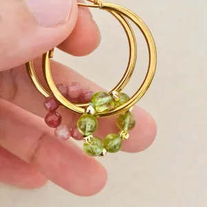 Pink Tourmaline & Peridot Sucre Donut Earrings