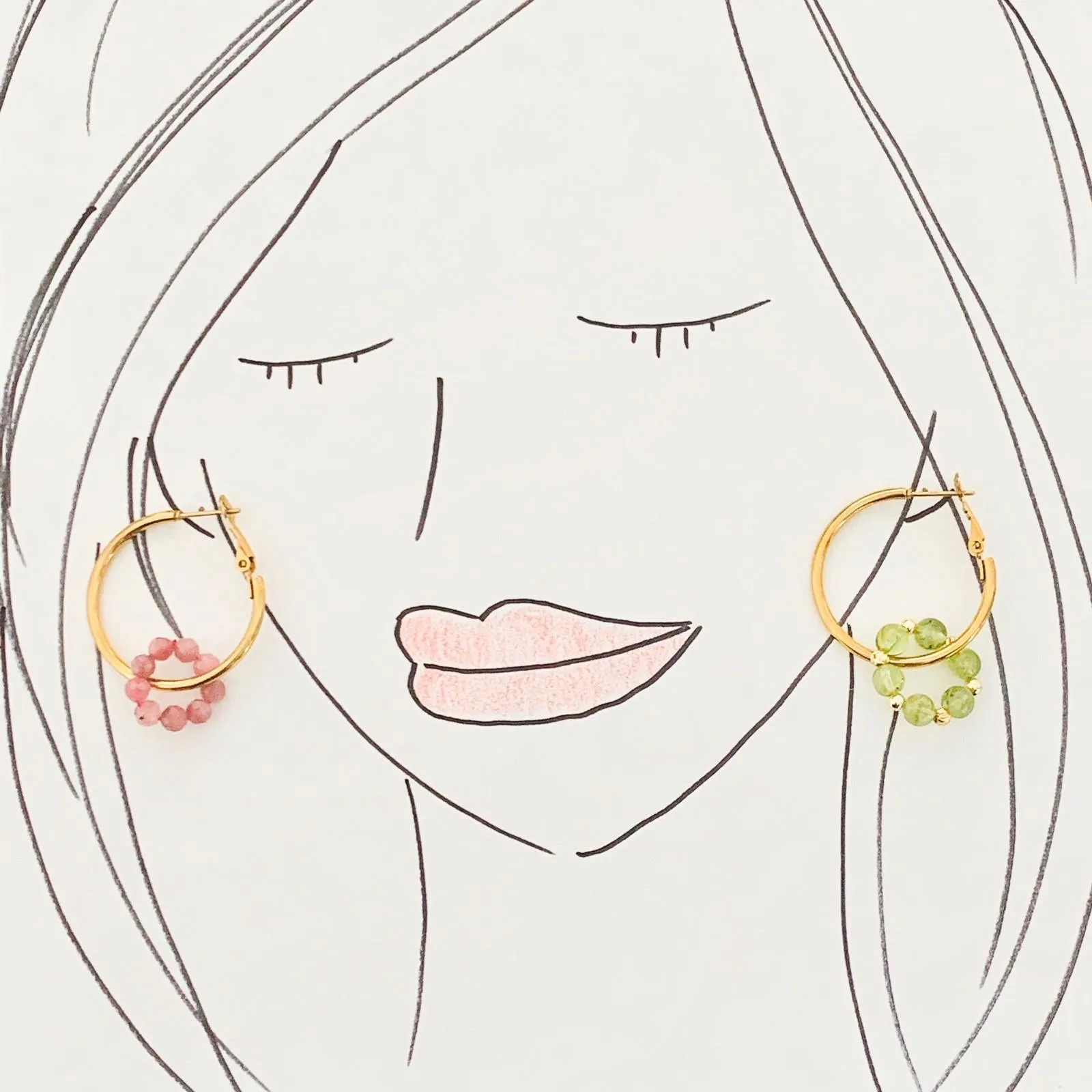 Pink Tourmaline & Peridot Sucre Donut Earrings