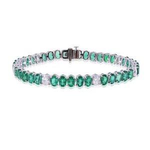 PLATINUM OVAL EMERALD AND DIAMOND BRACELET