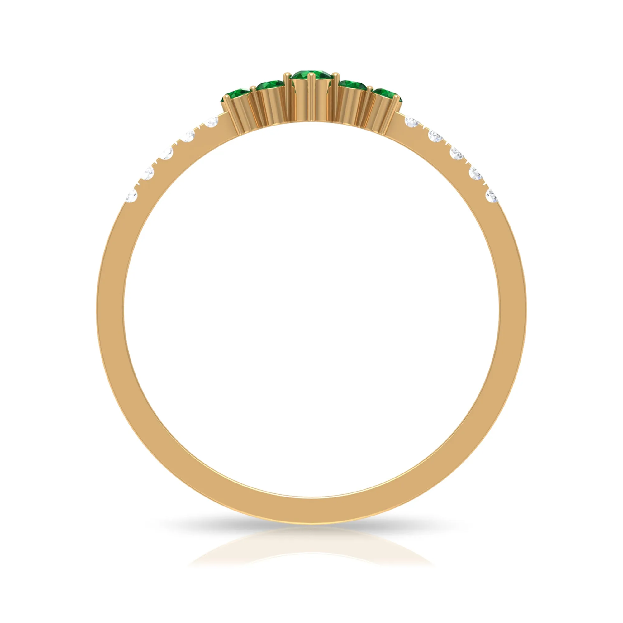 Prong Set Emerald and Shiny Diamond Stackable Ring