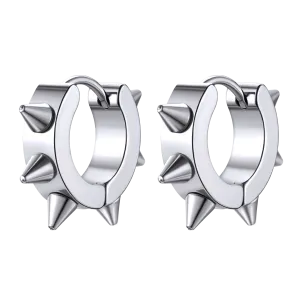 Punk Spike Rivet Huggie Hoop Earrings For Men Women